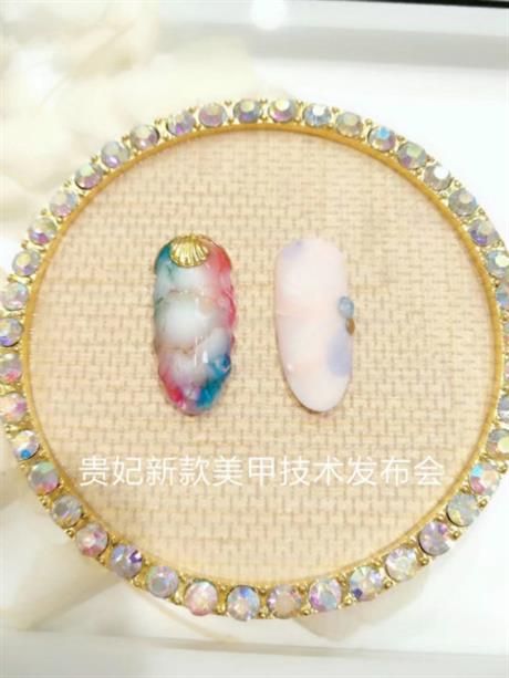 日式晕染贝壳甲 日式金砂胶彩绘